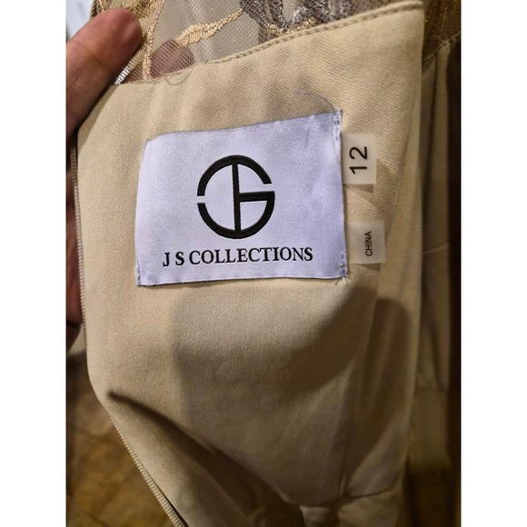 JS Collections Daphne Flutter Column Gown Mauve Sequin Floral Dress 12 NEW - Picture 8 of 16